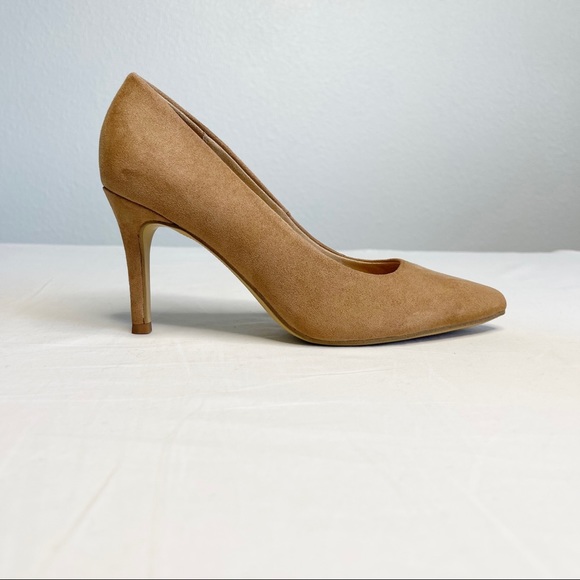 a new day Shoes - A New Day Faux Suede Gemma Heels 5.5 Tan Pointed Toe Slip On